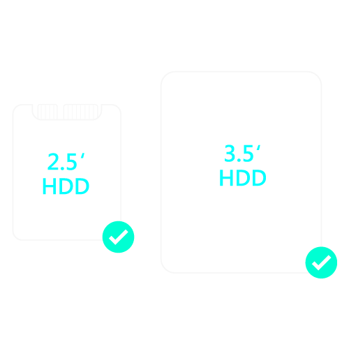 support 2.5 and 3.5 hard drive
